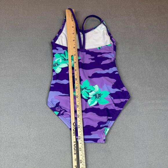 Kanu Surf Swimsuit Girls 2T Rylie Purple Teal Floral Daisy Beach Sport One Piece - Picture 5 of 9